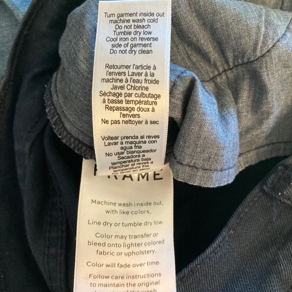 FRAME Navy Wide Leg Cropped Raw Hem Jeans 26 - Picture 9 of 11